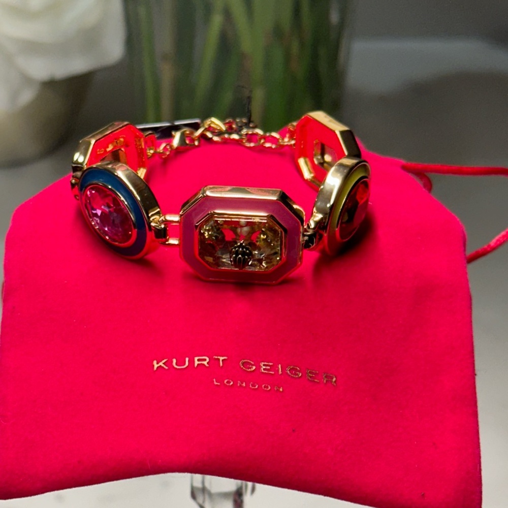 Kurt Geiger Gold Bracelet with Vibrant Gemstones